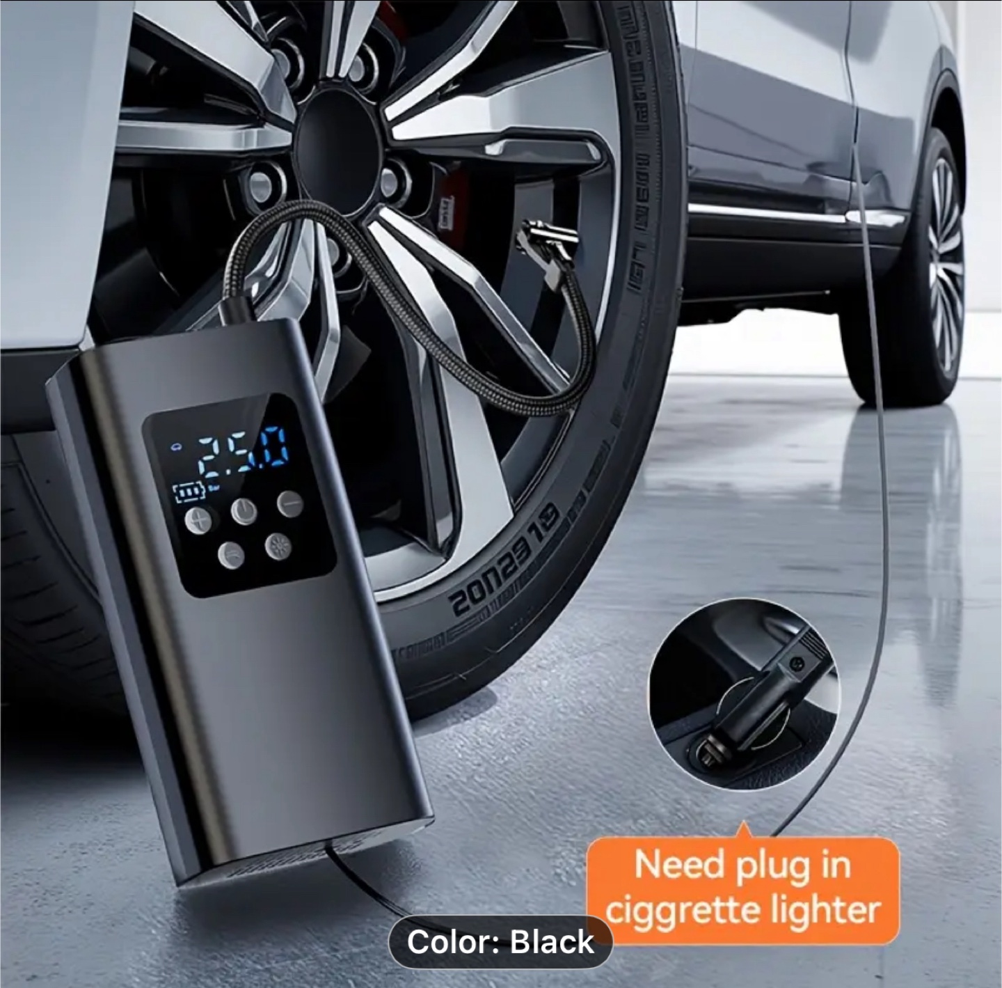 Portable Wired Inflator with LED Light, Air compressor - photo 2