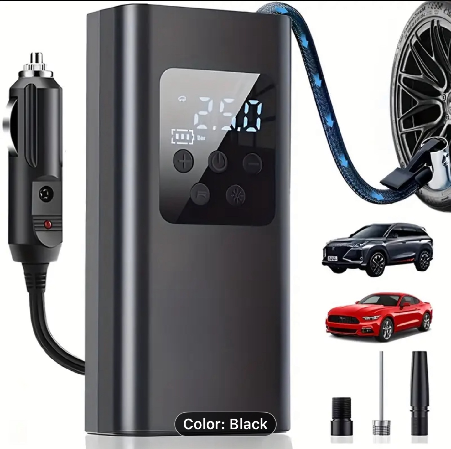 Portable Wired Inflator with LED Light, Air compressor - photo 4