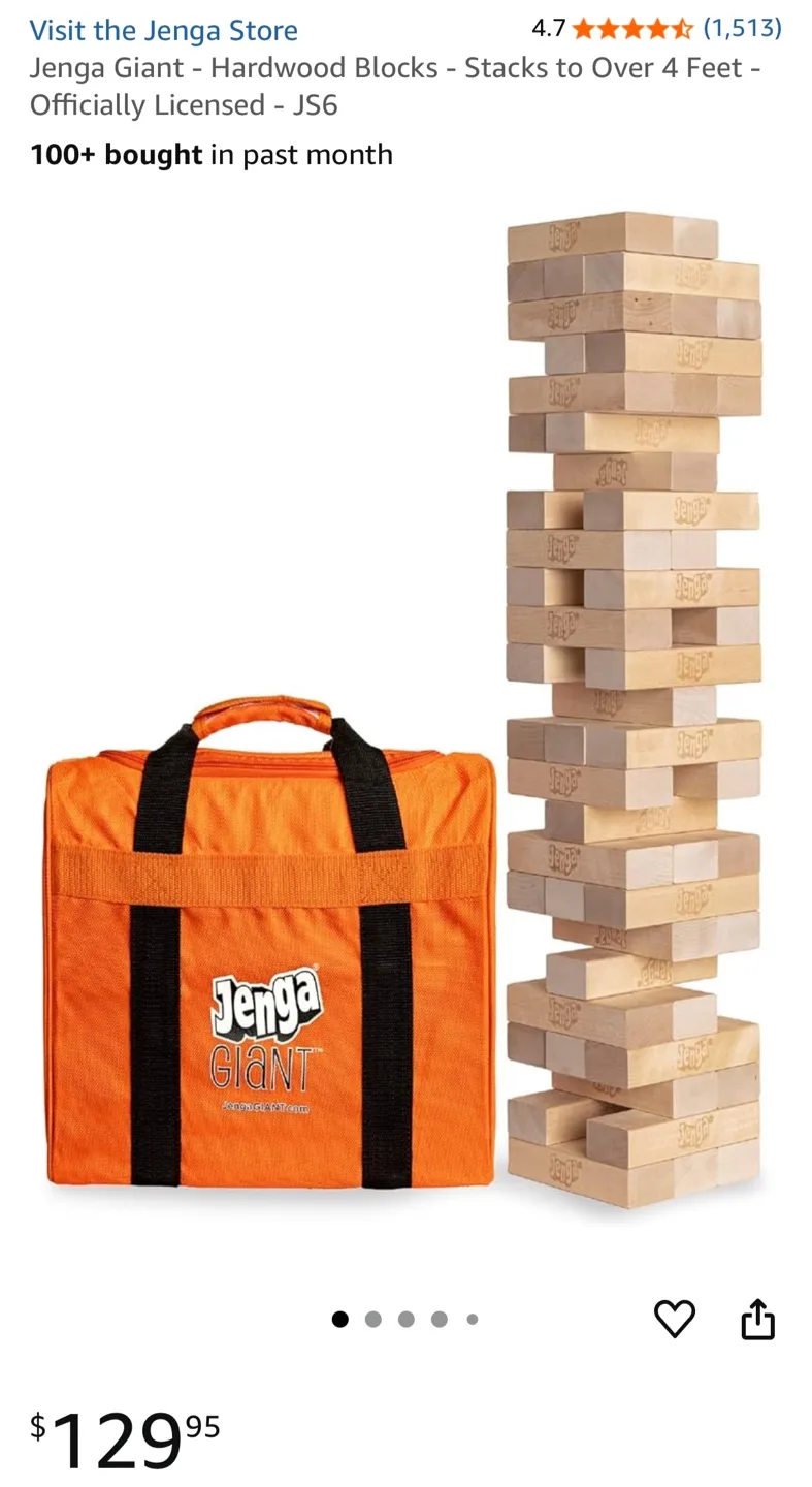 Jenga Giant Hardwood Blocks Game JS6