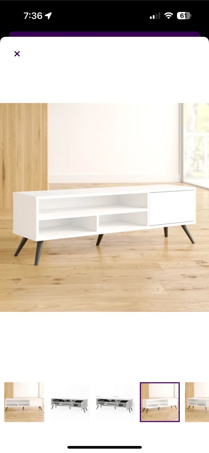White TV Stand - Fits up to 60" TV thumbnail