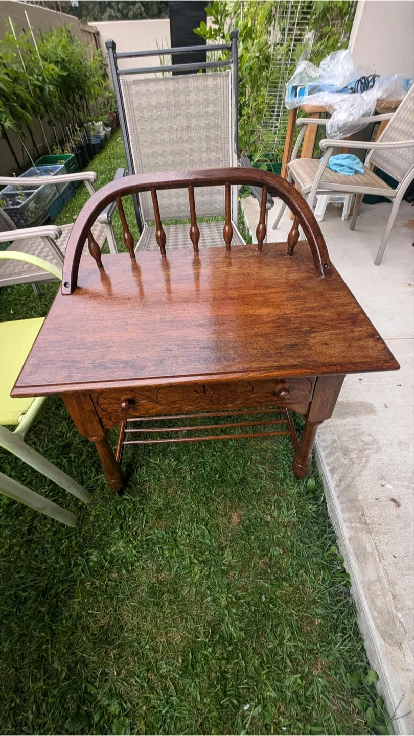 Antique Wooden Side Table with Drawer image indicator(4)