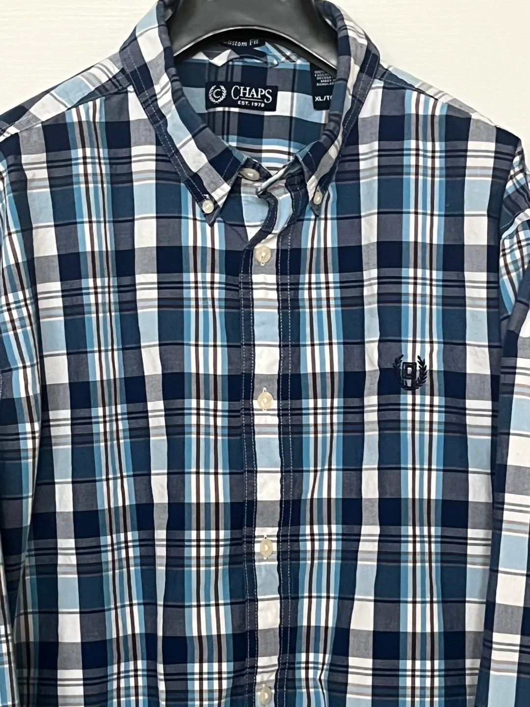 Chaps XL Blue Plaid Button-Down Shirt thumbnail