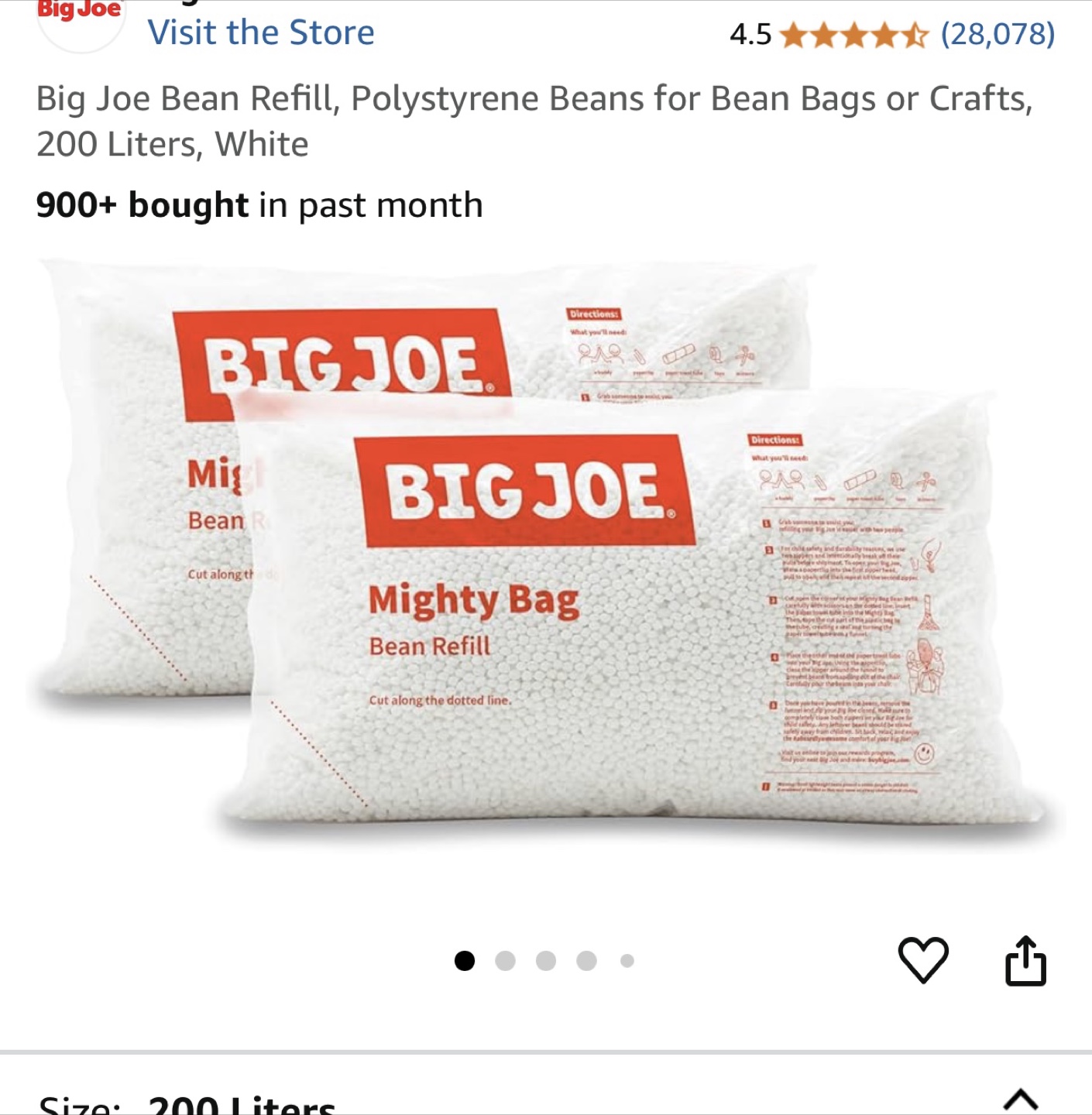 Big Joe Mighty Bag Bean Refill - 200 Liters