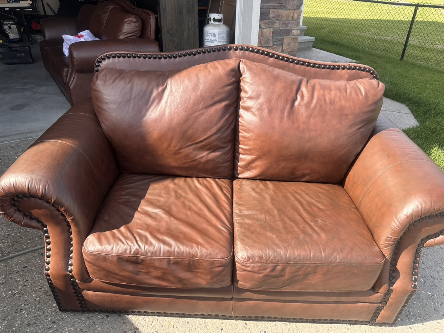 Leather Sofa Set - 3 Seater, Loveseat & Chair - photo 2