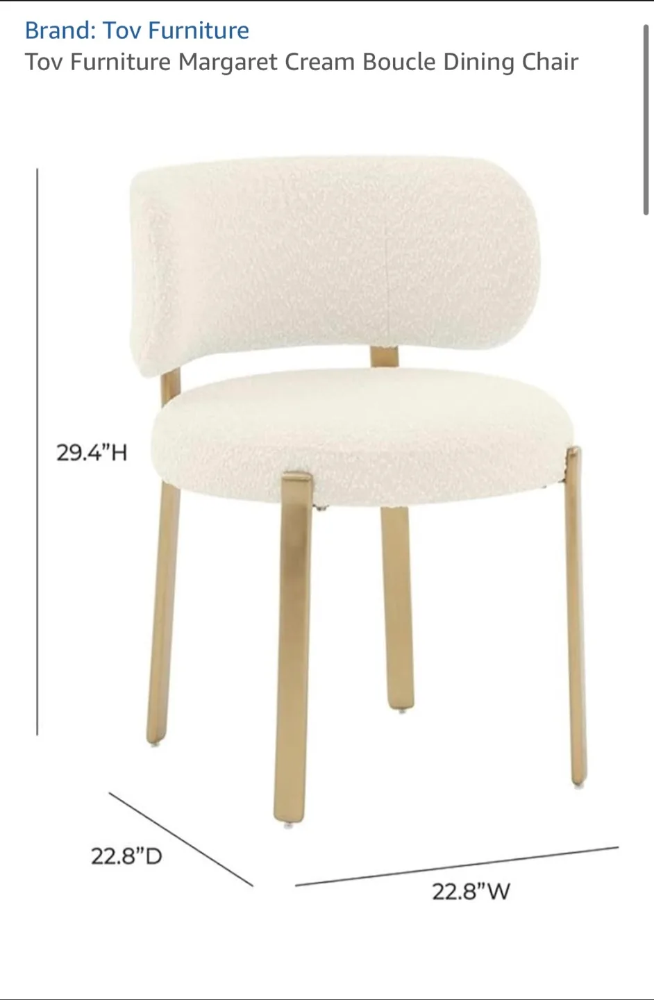 Set of 4 Cream White Boucle Dining Chairs image indicator(2)