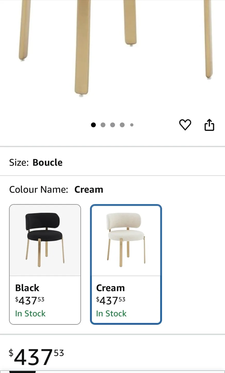 Set of 4 Cream White Boucle Dining Chairs image indicator(3)