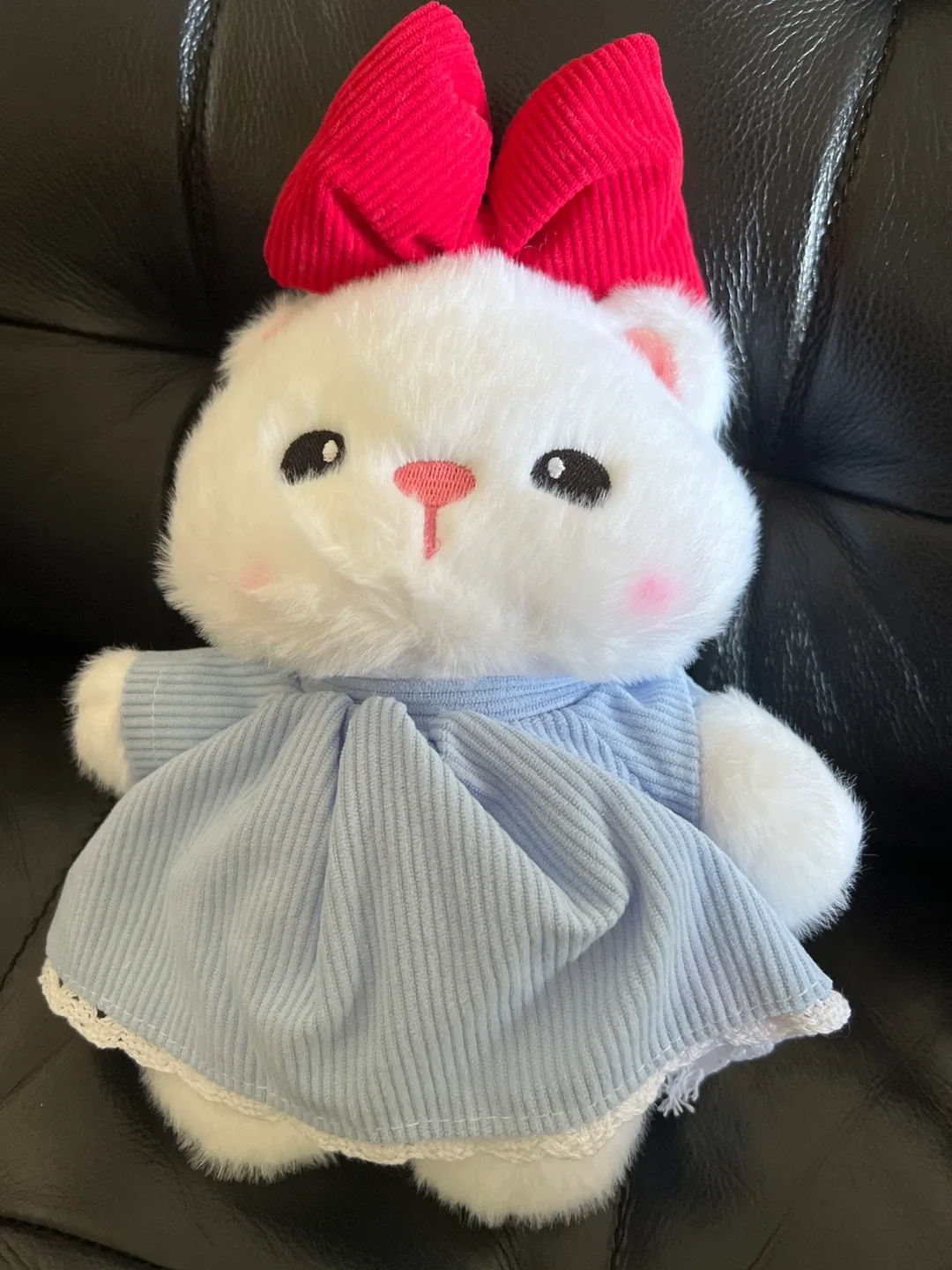 Cute Plush Toy Bear with Blue Dress image indicator(3)