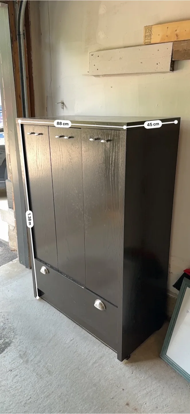 Dark Brown Wooden Cabinet - 138cm x 88cm x 45cm