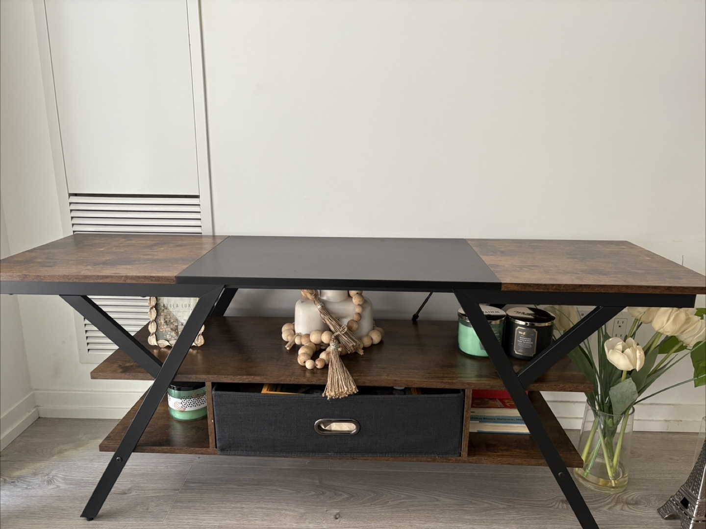 Rustic Brown & Black TV Stand - photo 2