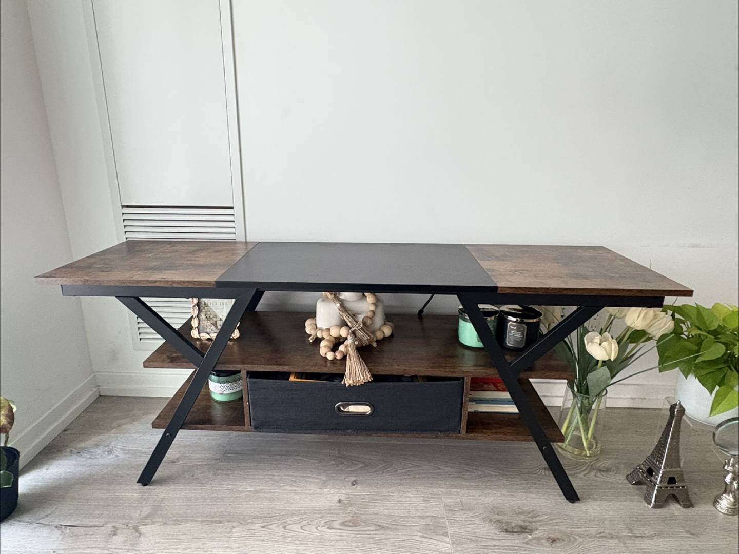 Rustic Brown & Black TV Stand