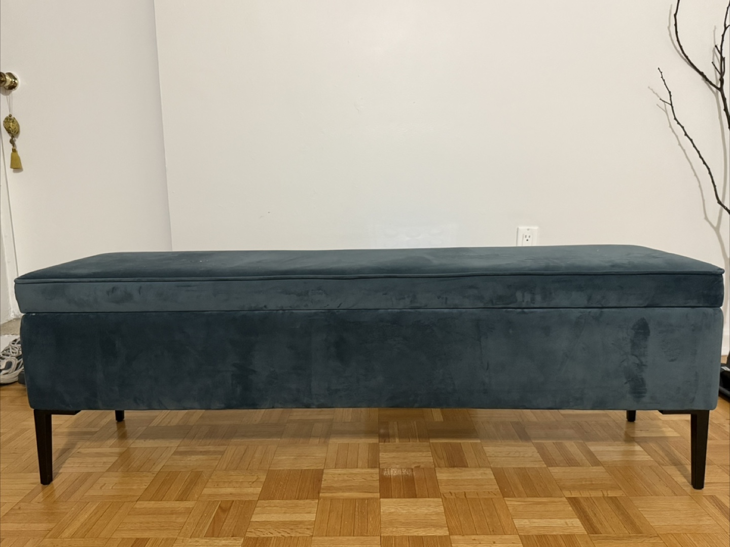 Storage Ottoman Bench - Blue Velvet