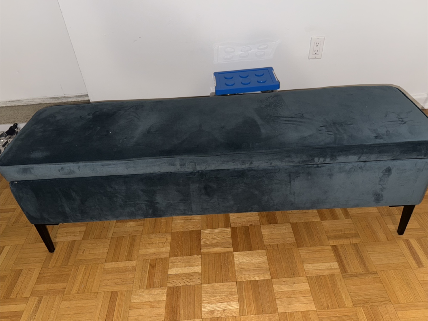 Storage Ottoman Bench - Blue Velvet - photo 3