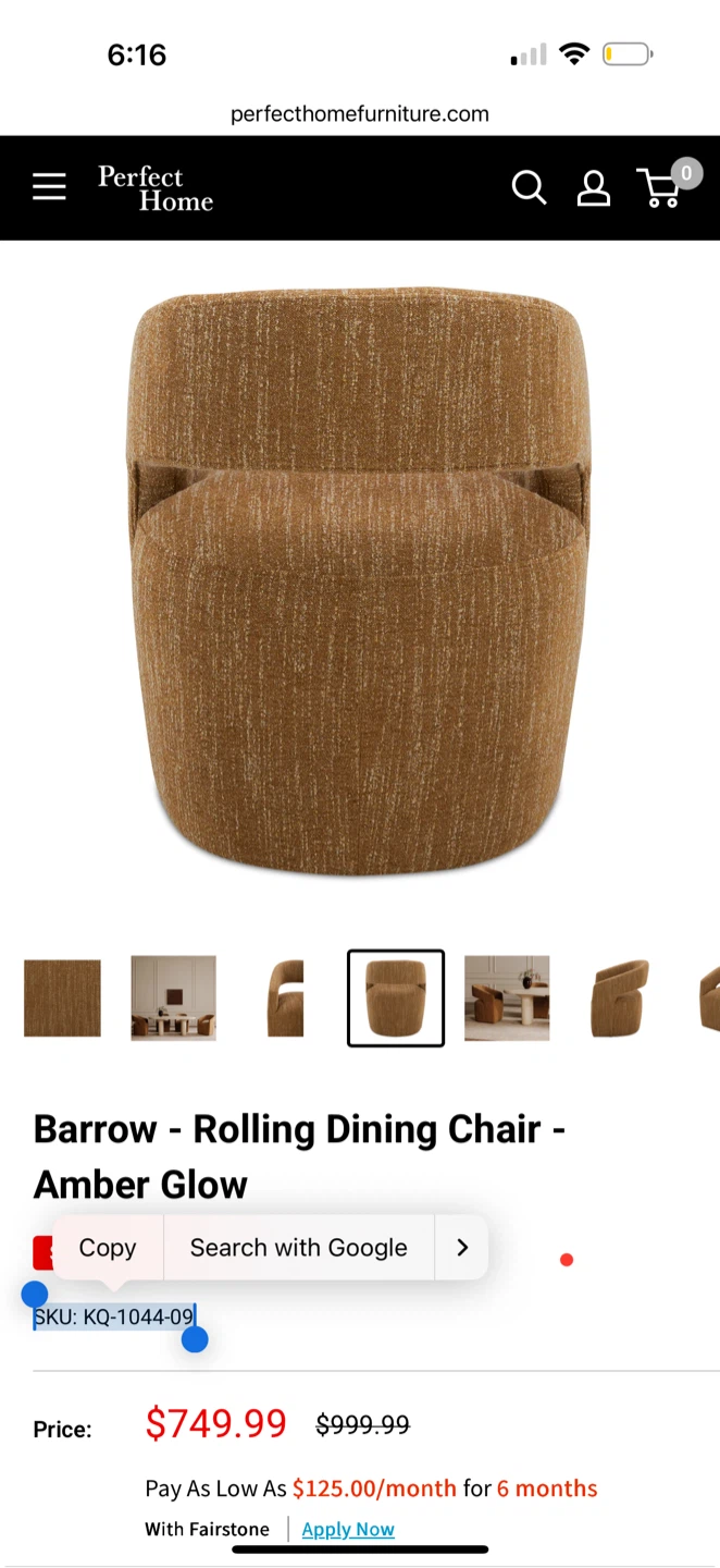 Perfect Home Barrow Rolling Dining Chair - photo 3
