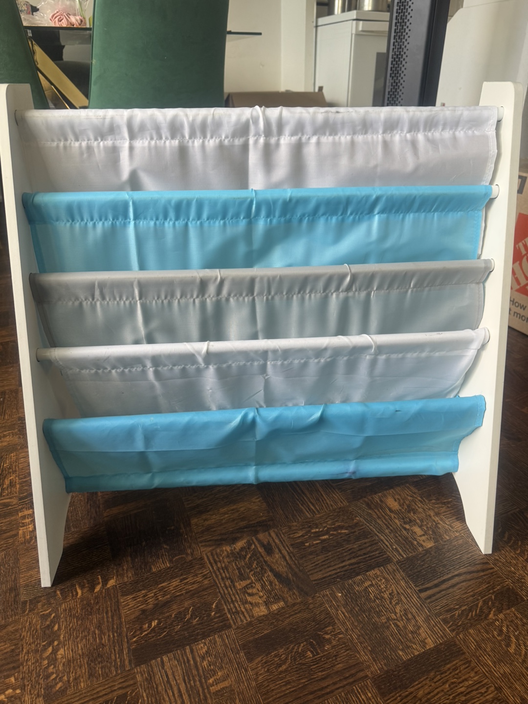 Kids White Book Rack with Colourful Pockets