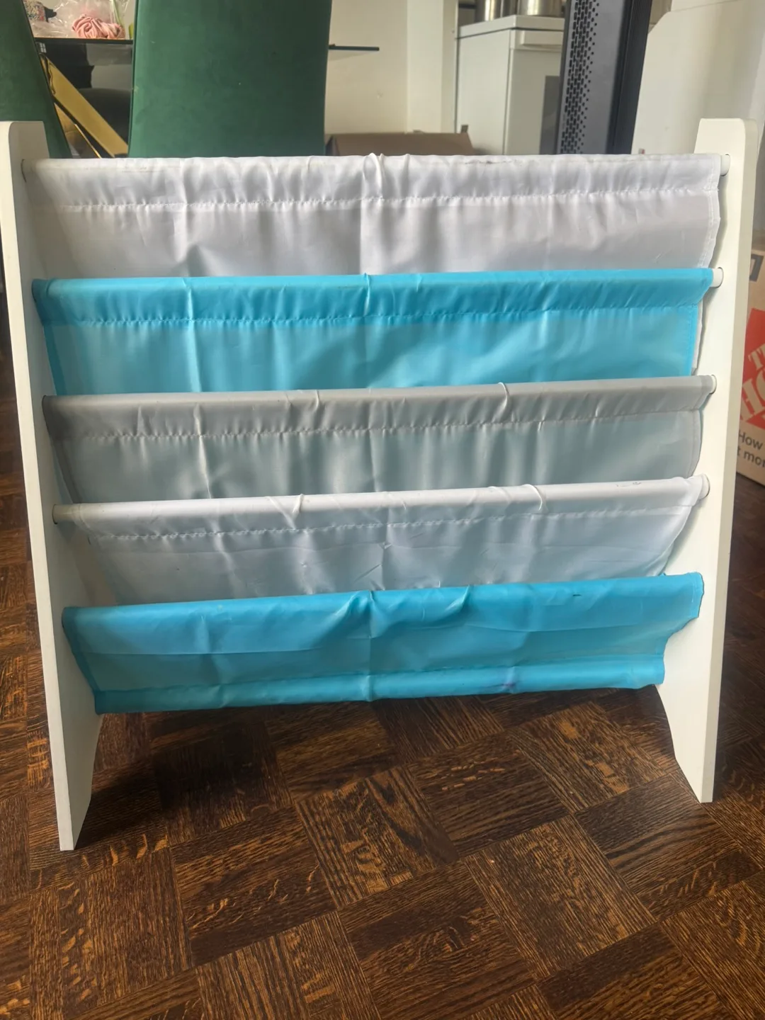Kids White Book Rack with Colourful Pockets thumbnail