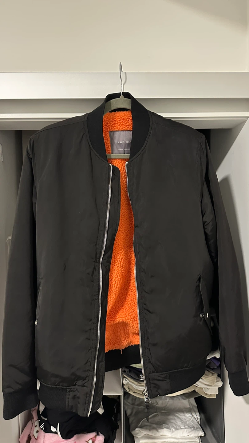 Zara Man Black Bomber Jacket - Size 40