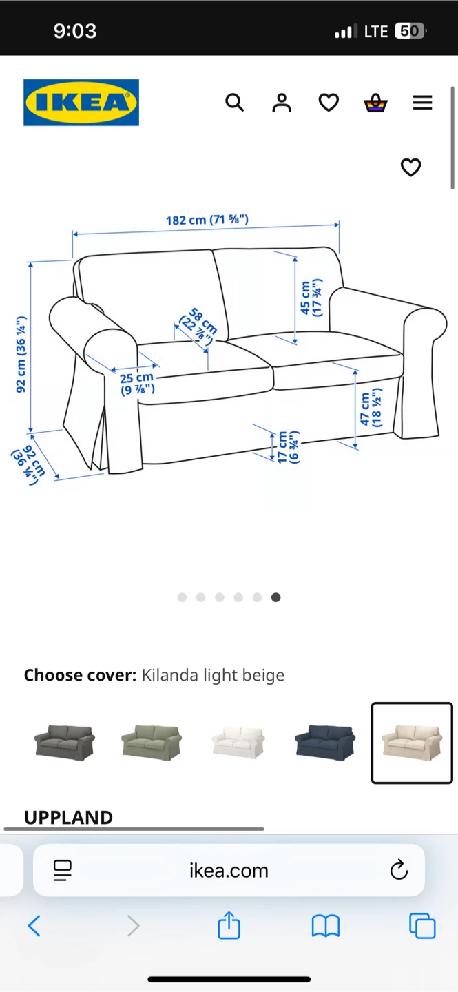 IKEA UPLAND Loveseat Sofa - Kilanda Light Beige - photo 2