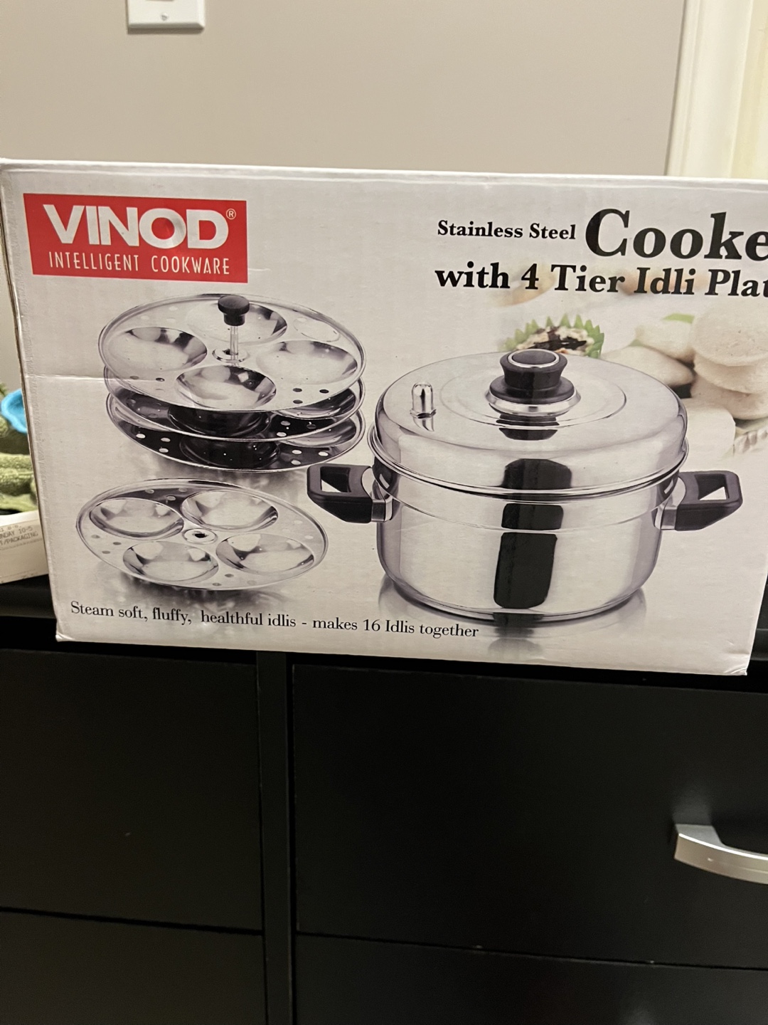 Idli Plate- Vinod Stainless Steel Cooker with 4 Tier Idli Plate