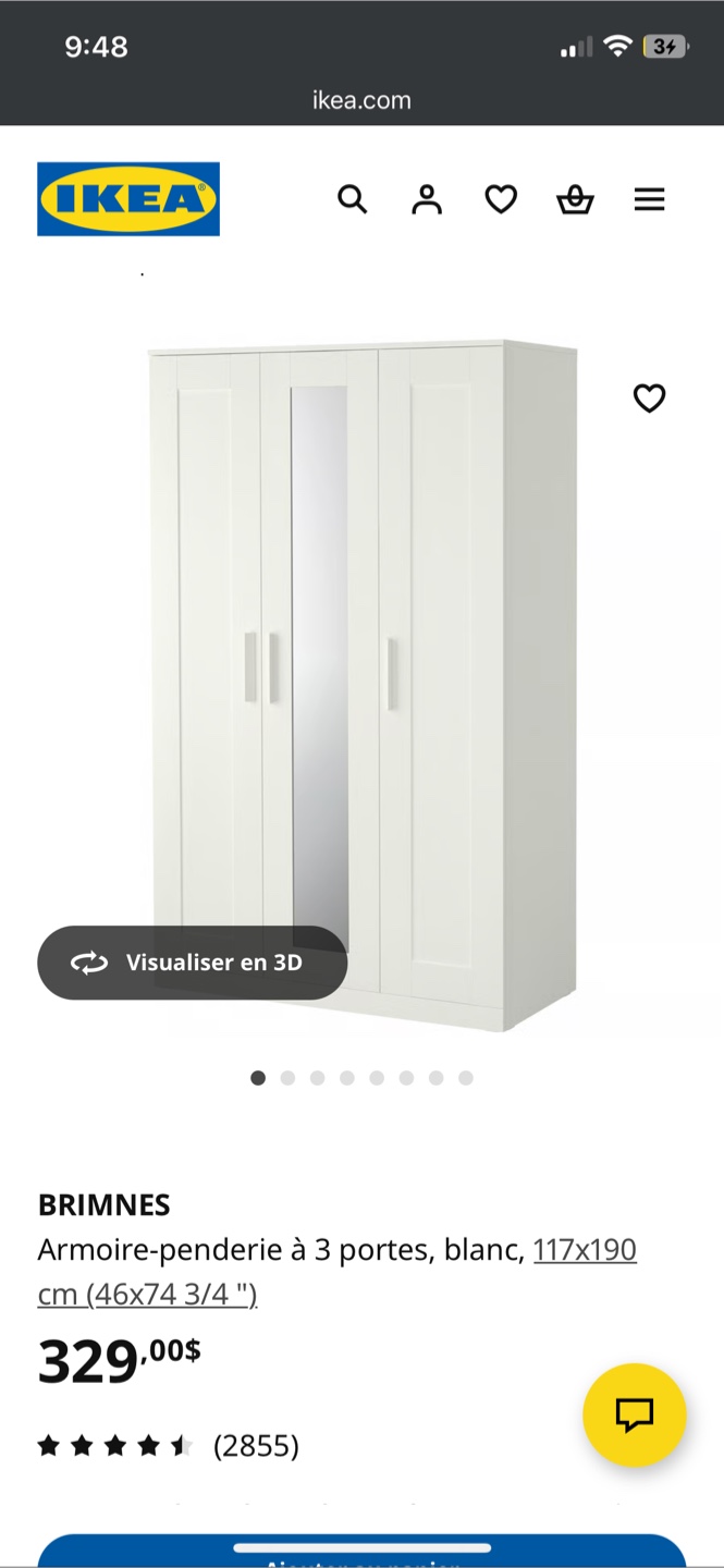 IKEA BRIMNES Wardrobe with 3 Doors - White - photo 3