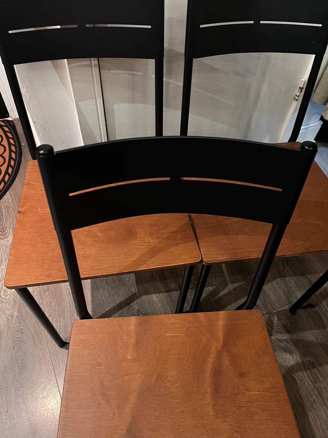 Set of 3 Wood & Black Chairs - photo 2