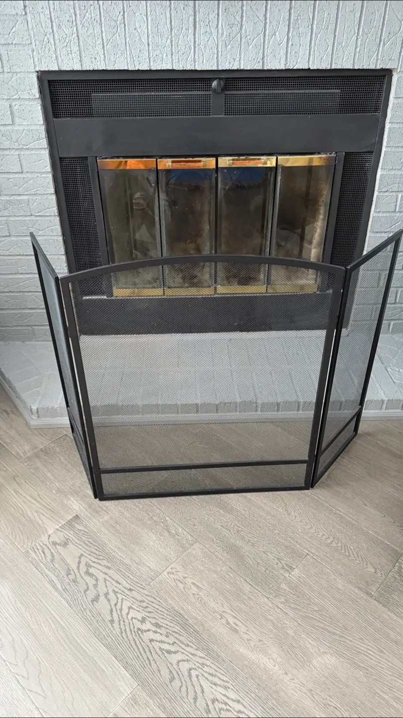 Black Metal Fireplace Screen thumbnail