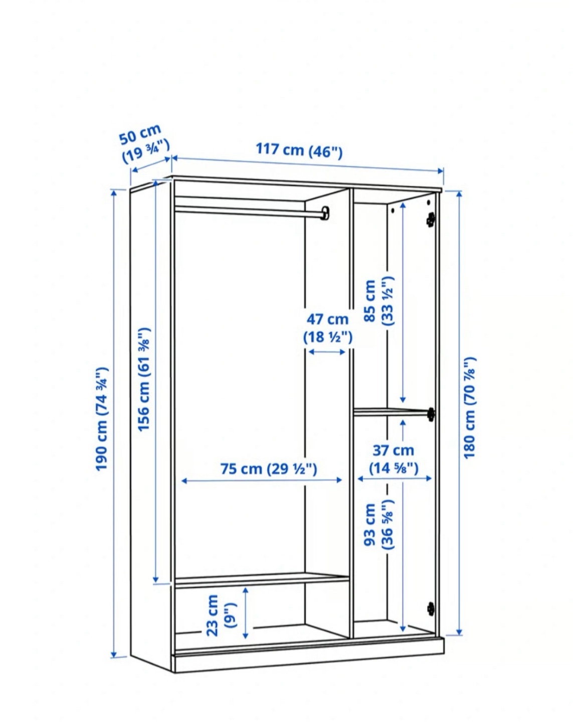 IKEA BRIMNES Wardrobe with 3 Doors - White - photo 2