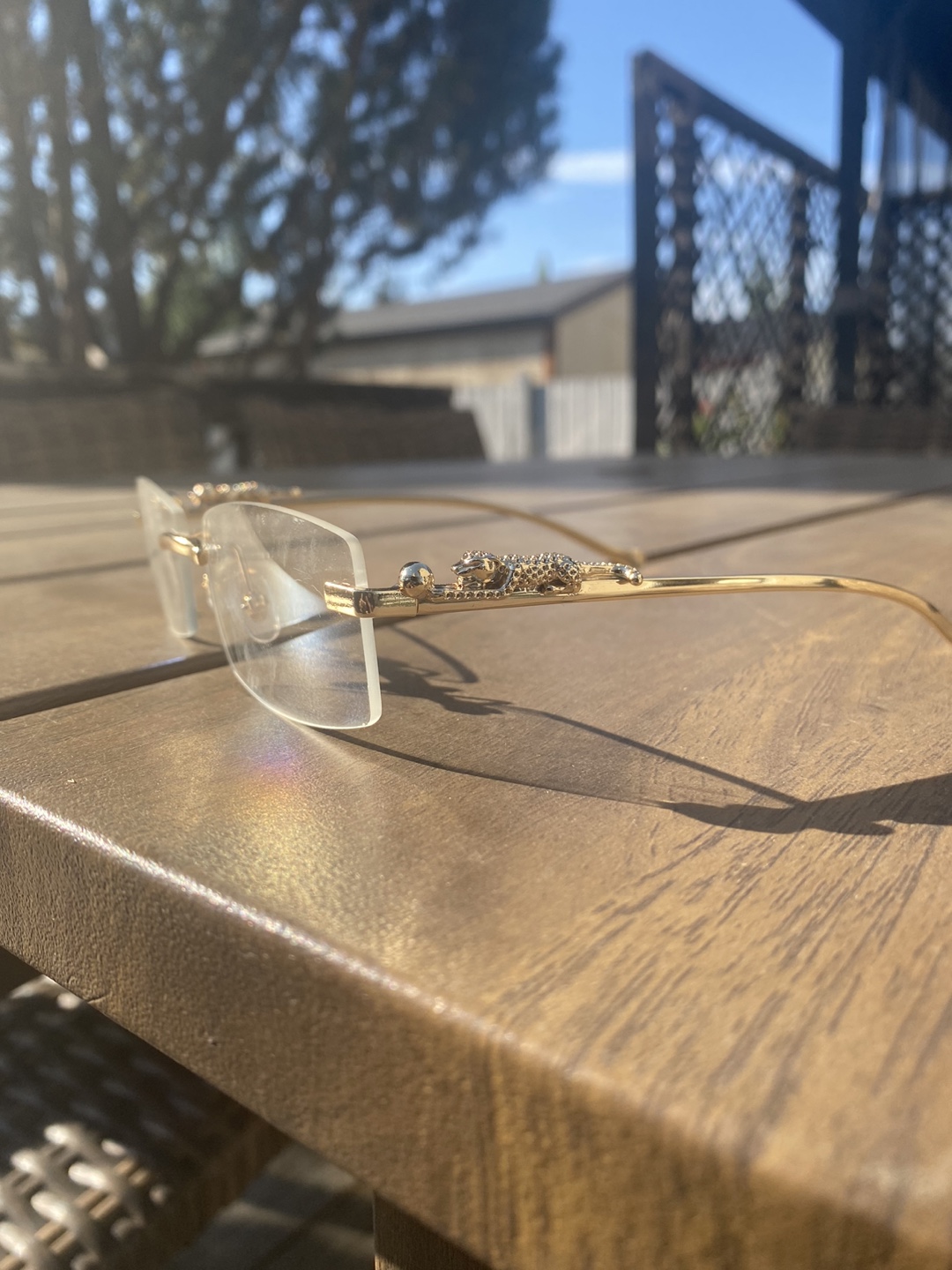 Rimless Gold Frame Fashion Glasses – Clear Lens
