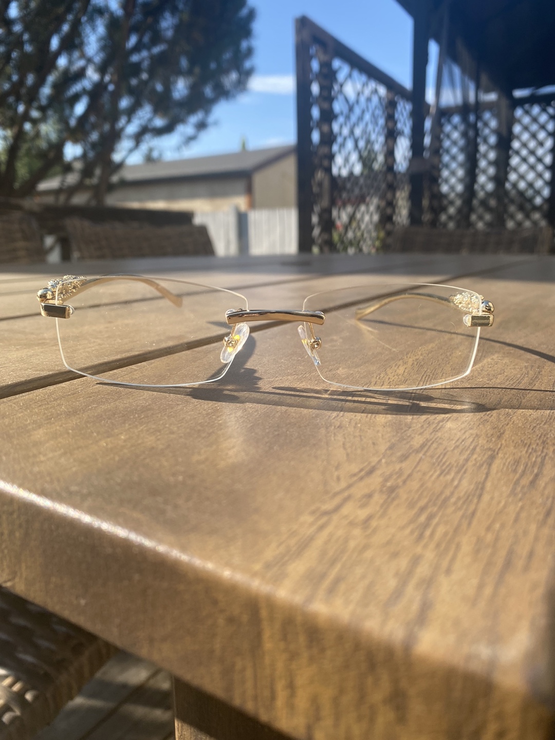 Rimless Gold Frame Fashion Glasses – Clear Lens - photo 2