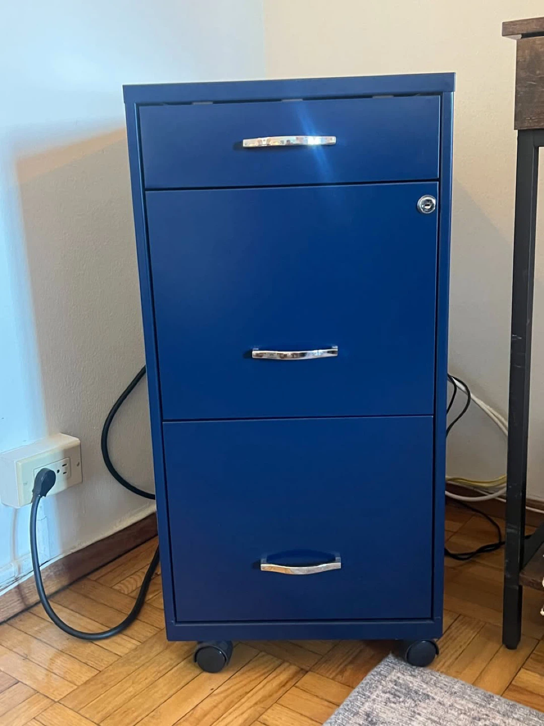 Blue 3-Drawer Rolling File Cabinet - photo 2