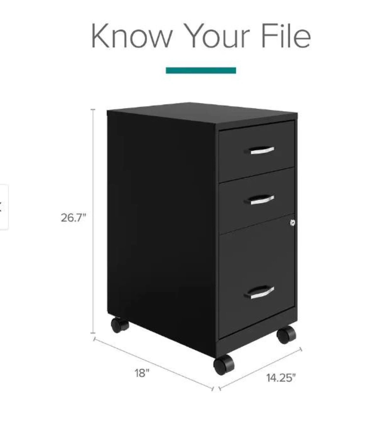 Blue 3-Drawer Rolling File Cabinet - photo 4