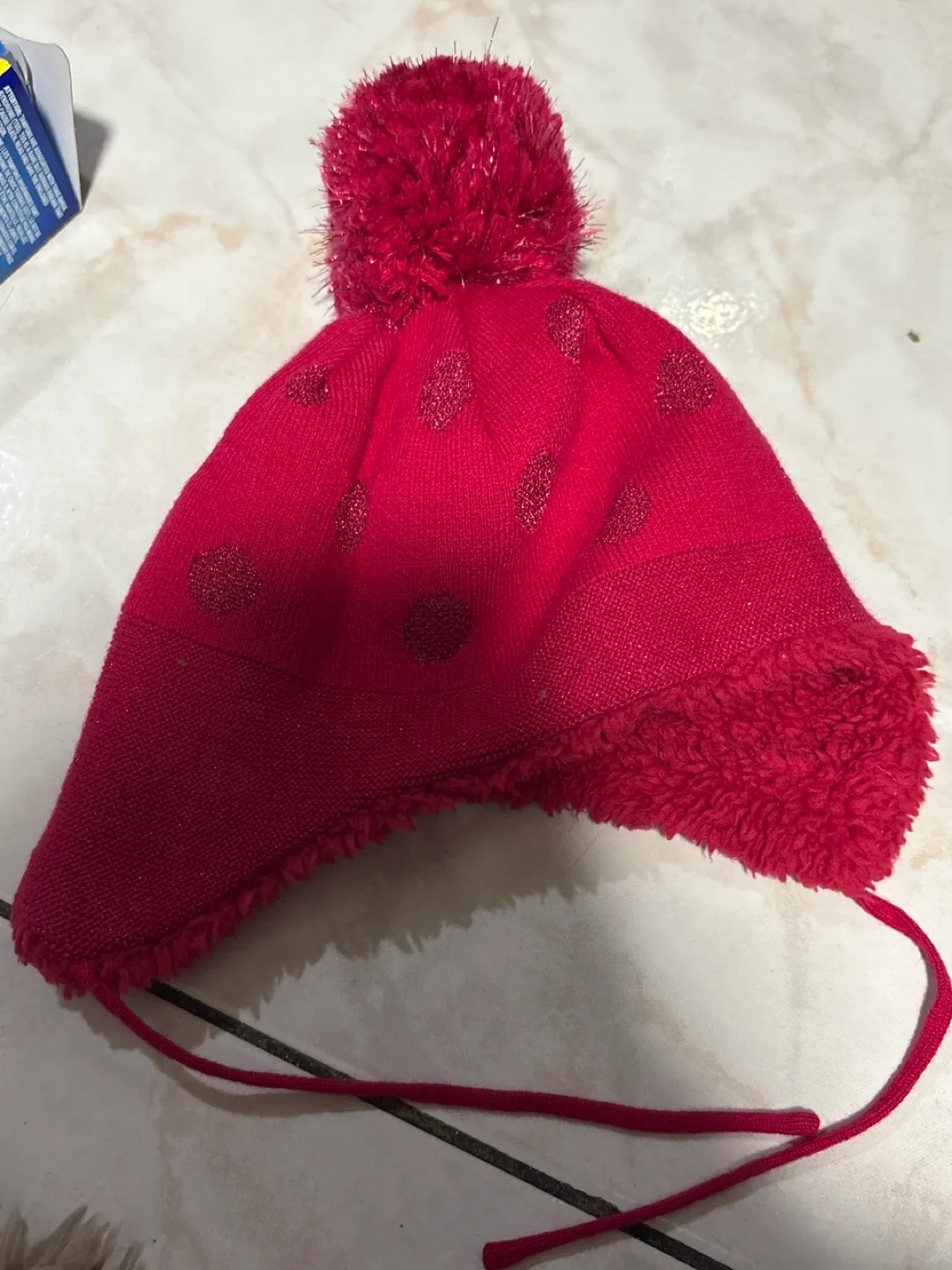 Red Winter Hat with Pom Pom thumbnail