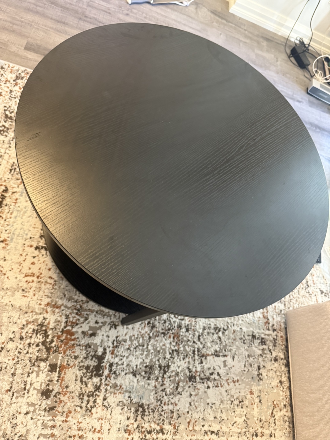Round Black Coffee Table with Storage - photo 2