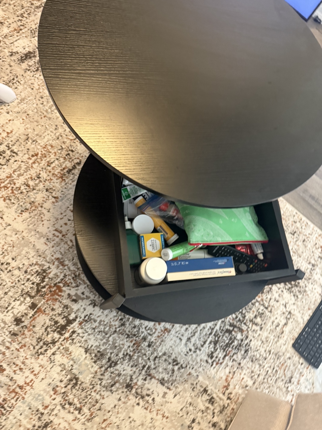 Round Black Coffee Table with Storage - photo 5