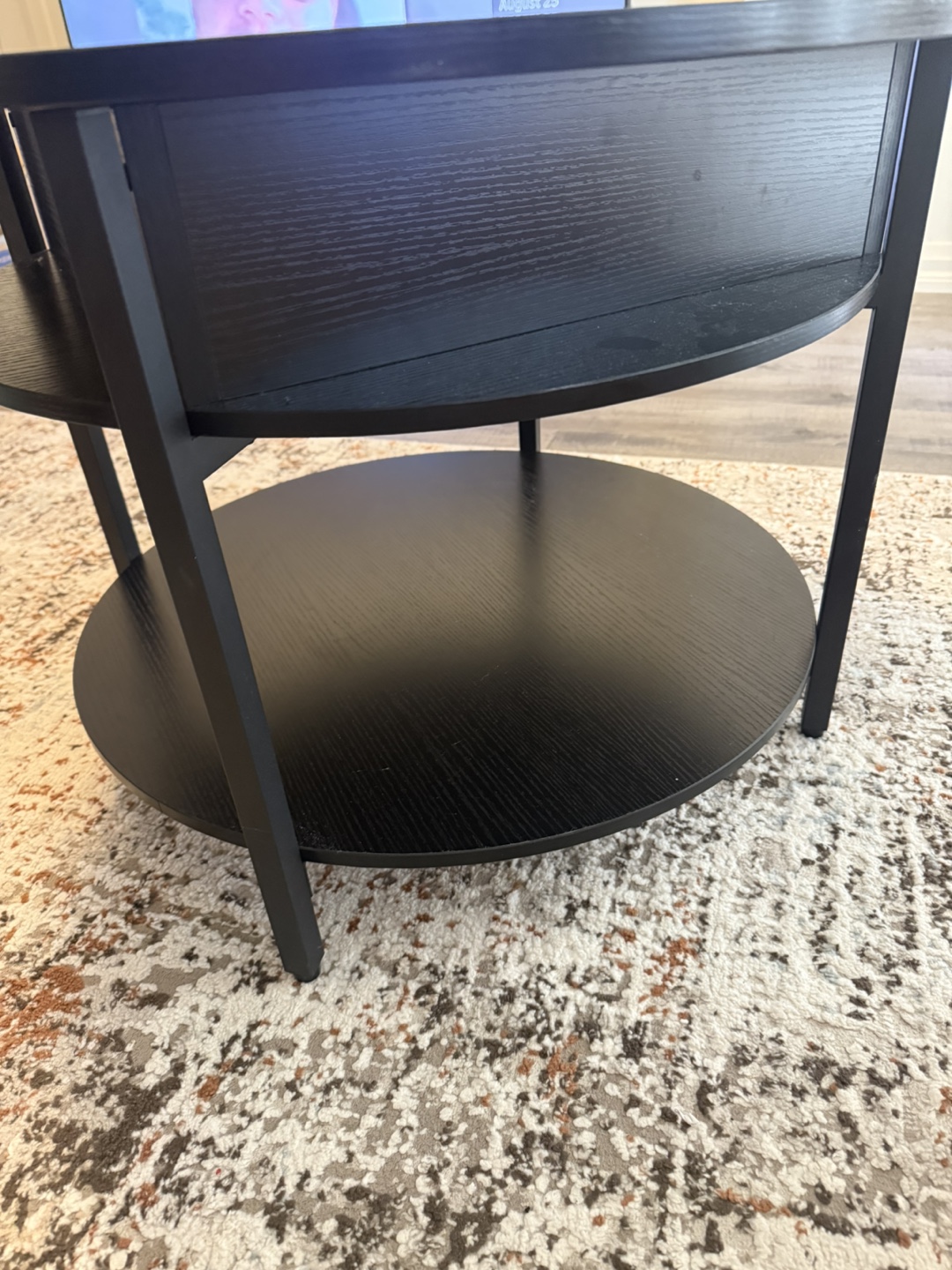 Round Black Coffee Table with Storage - photo 3
