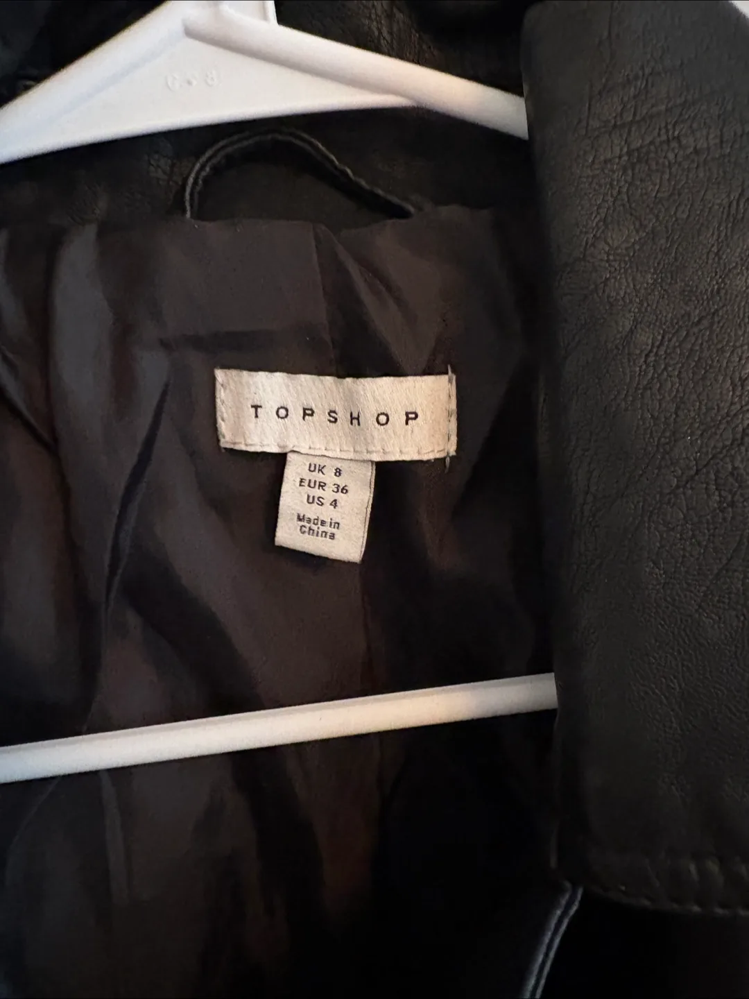 Topshop Black Faux Leather Biker Jacket - Size US 4 image indicator(2)