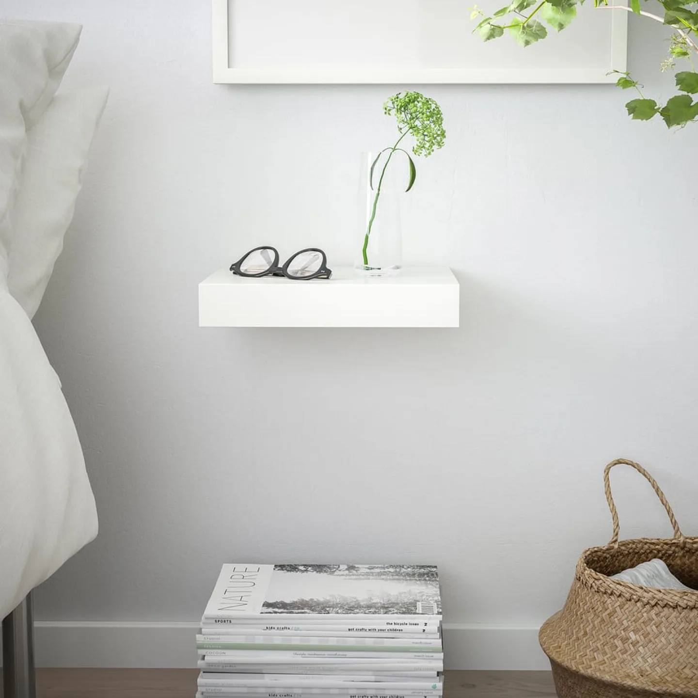 Two IKEA Wall Shelves - White & Light Oak thumbnail