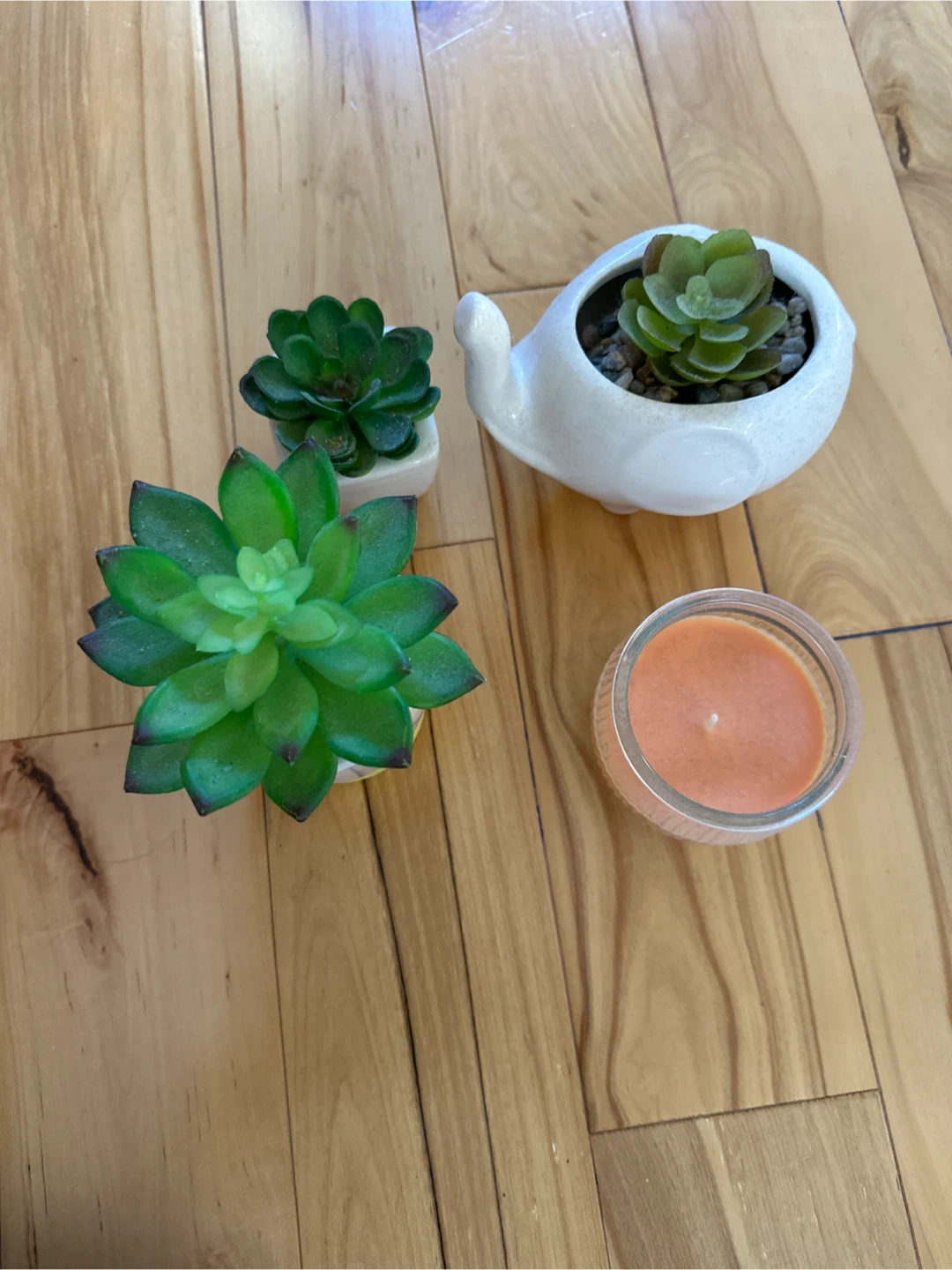Home Decor: Candle and Faux Succulents
