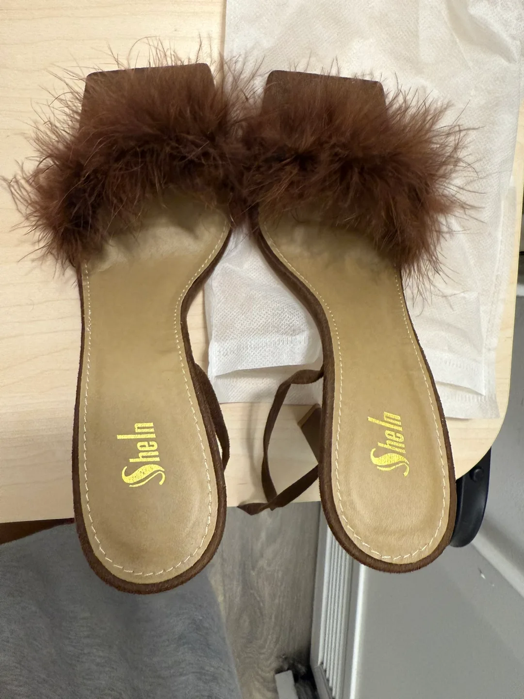 Shein Brown Feather Heels - Size 7