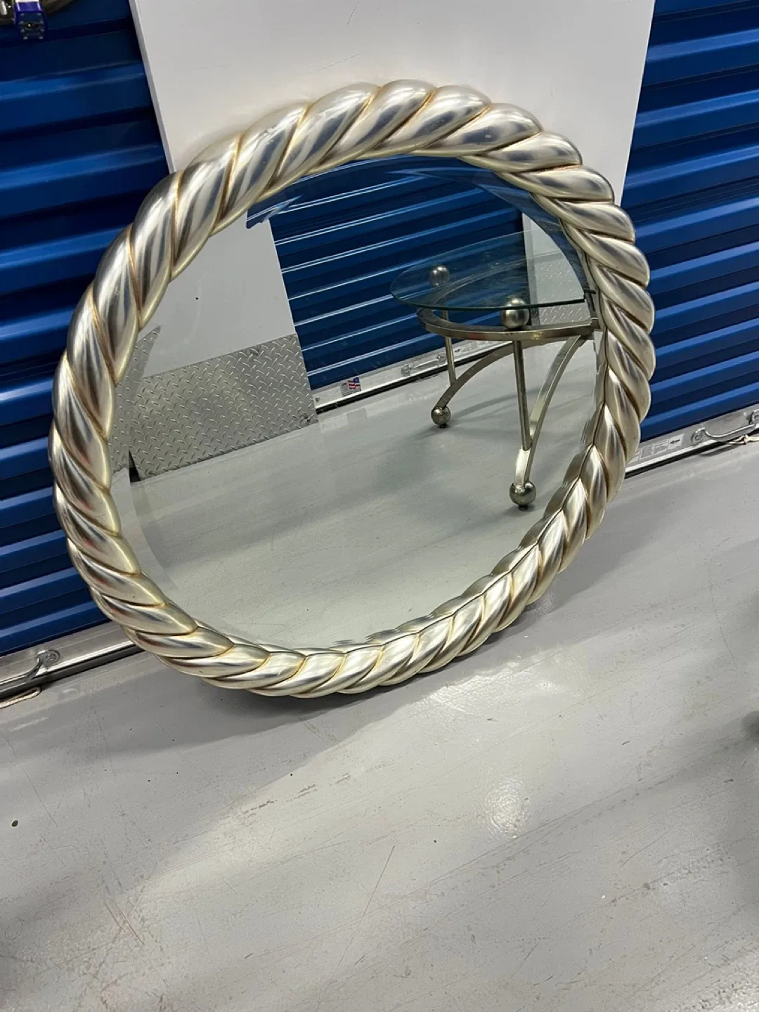 Silver Round Mirror with Twisted Rope Frame thumbnail