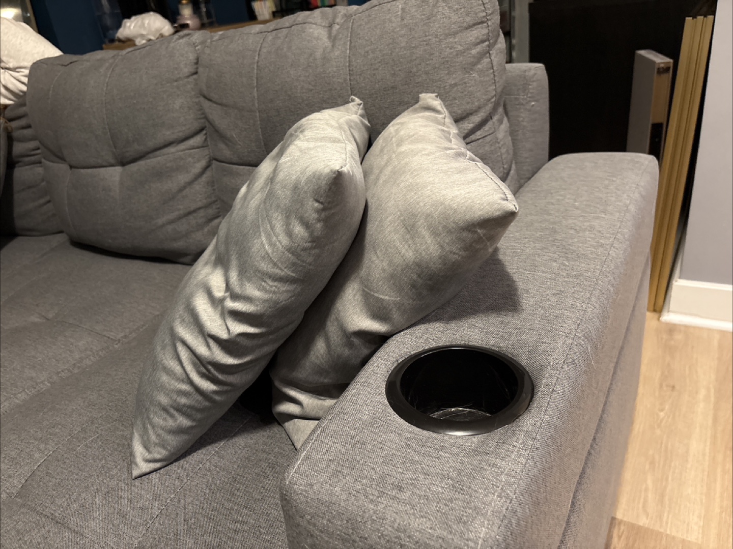 Grey Sectional Sofa with Cup Holders - photo 2