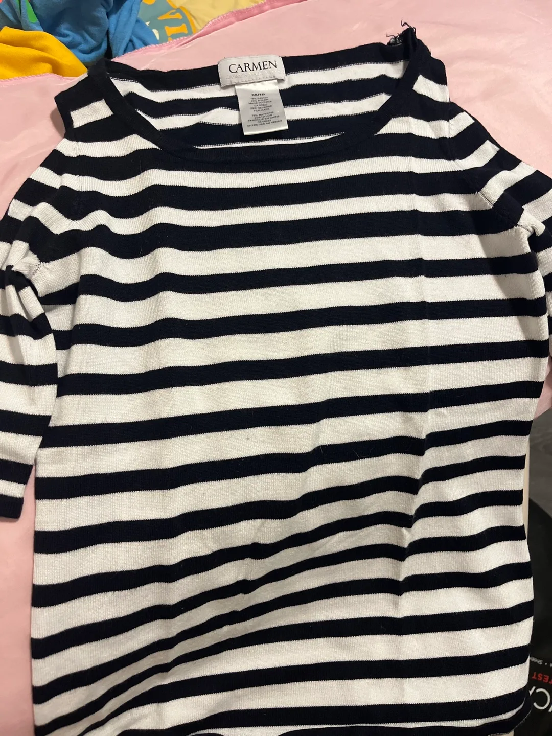Carmen Marc Valvo Striped Top - Size XS thumbnail