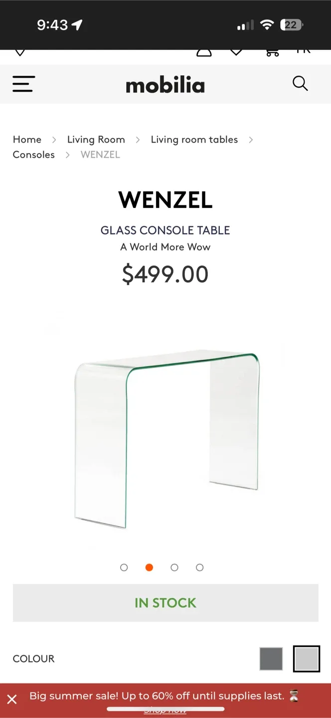 Mobilia Wenzel Glass Console Table thumbnail