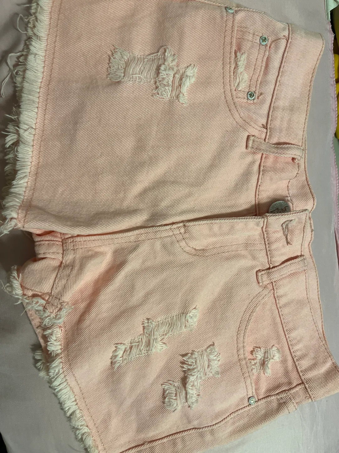 Pink Distressed Denim Shorts thumbnail