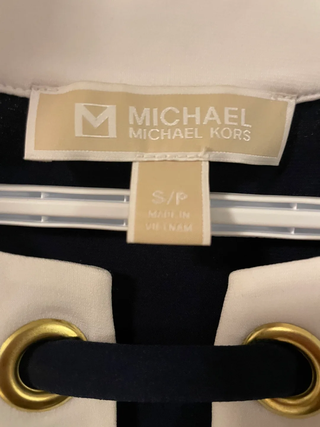 Michael Kors Navy & White Sleeveless Top Size S image indicator(6)