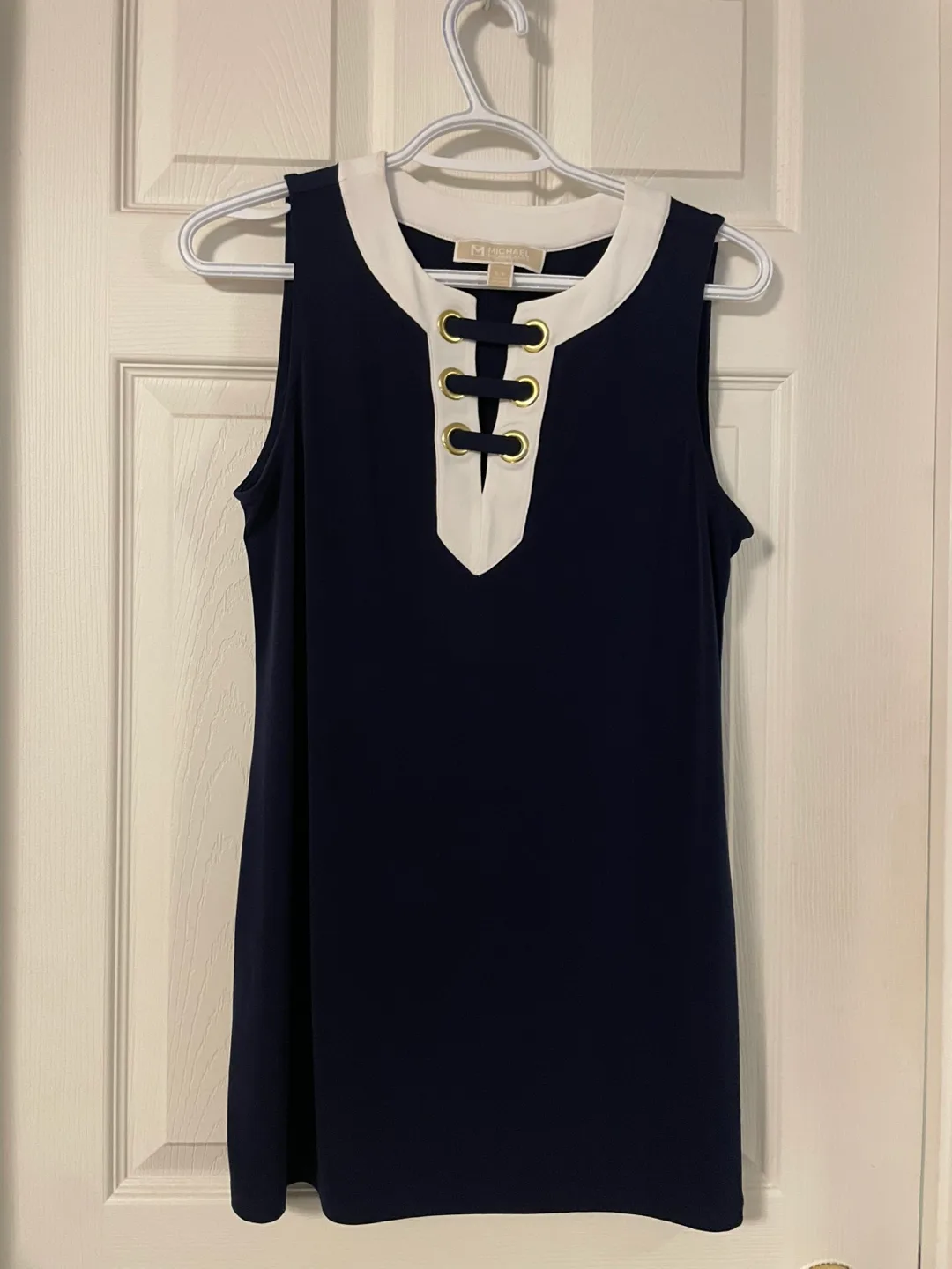 Michael Kors Navy & White Sleeveless Top Size S image indicator(2)