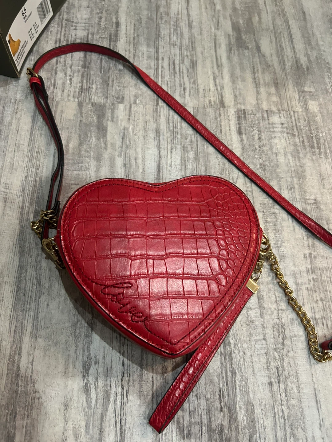 Red Crocodile Skin Aldo Heart Bag