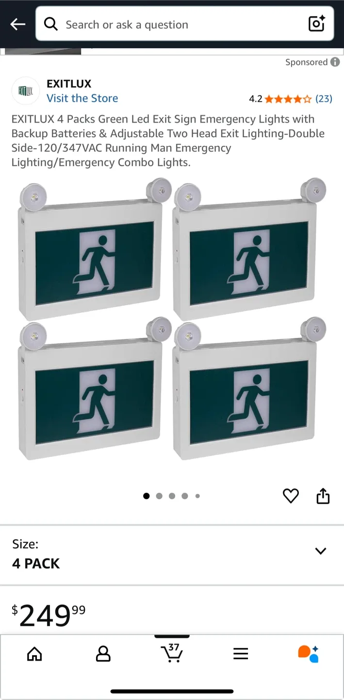 Exit Sign, pack of 4 LED Emergency Exit Lights with Backup Batte thumbnail