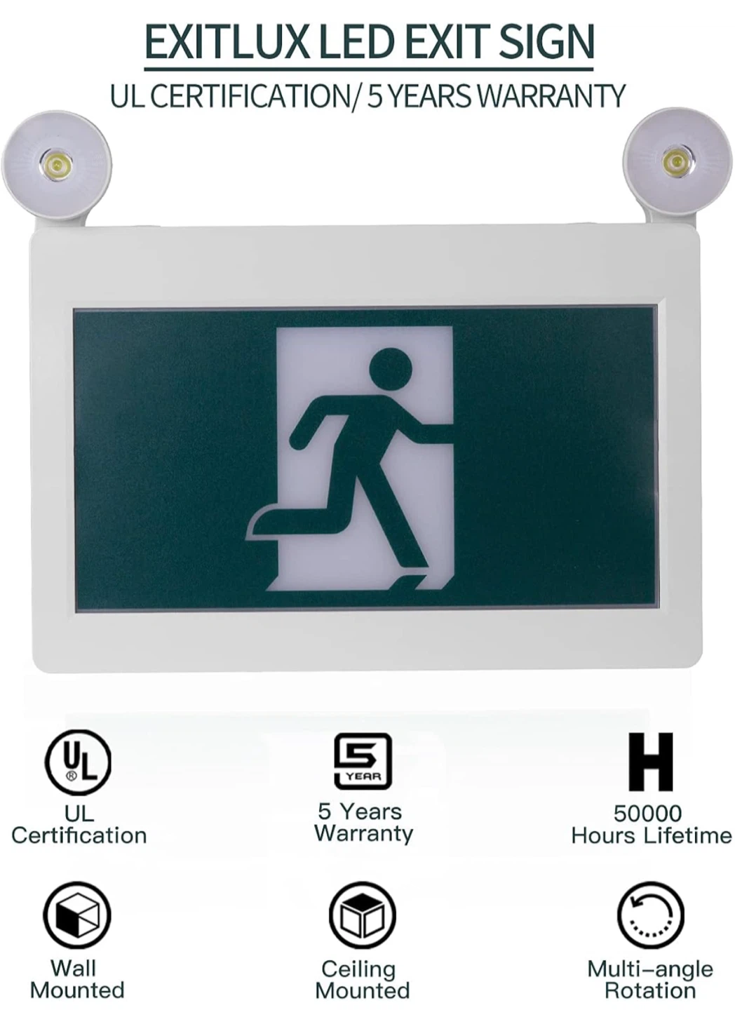 Exit Sign, pack of 4 LED Emergency Exit Lights with Backup Batte - photo 5