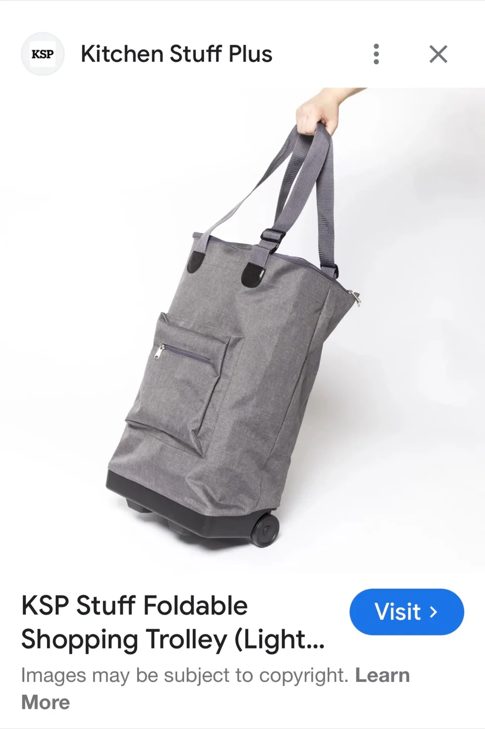 Foldable Shopping Trolley (Light Grey) thumbnail