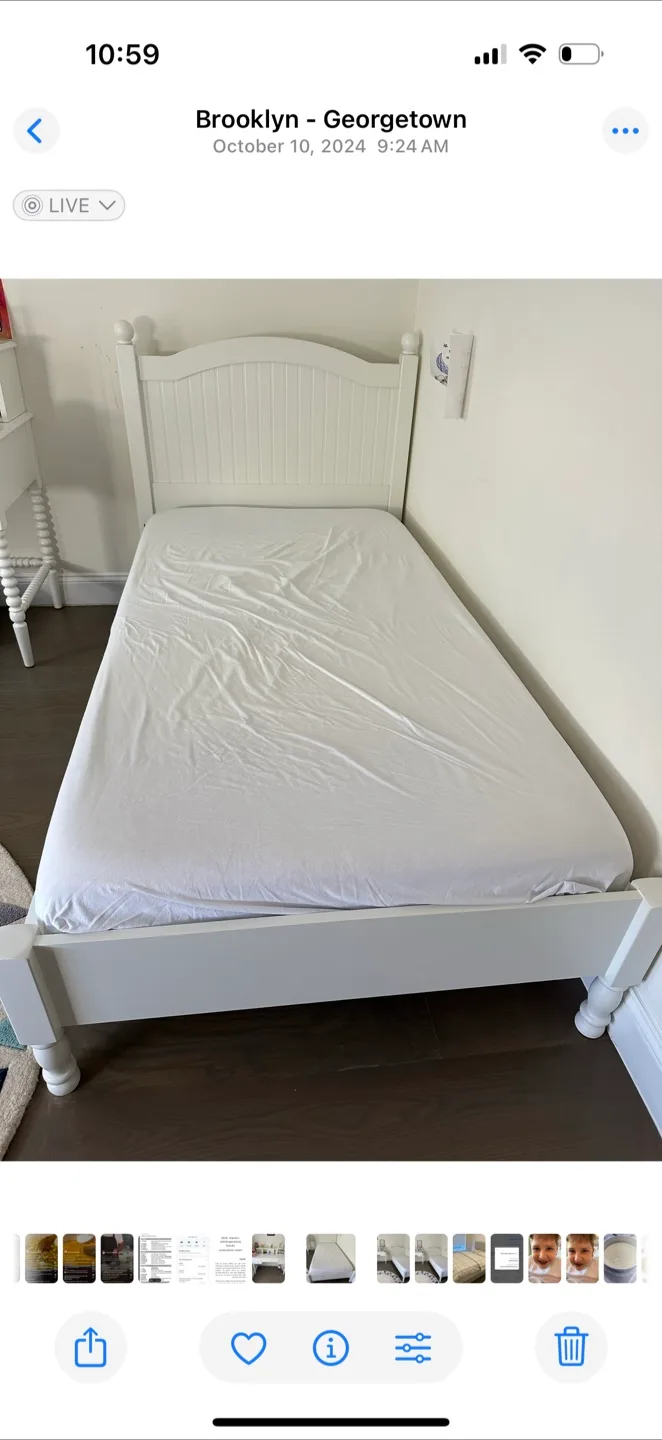 White Twin Bed Frame & Desk. Crate&Barrel image indicator(2)